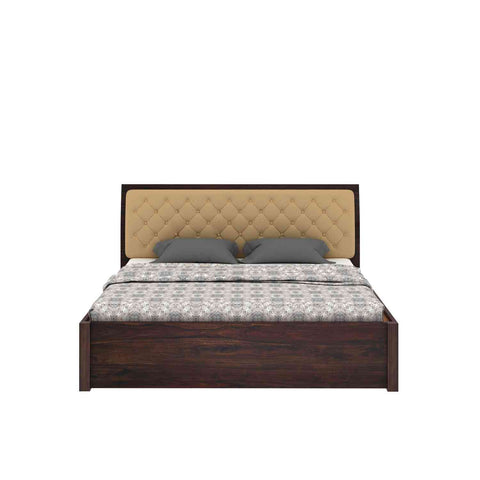 Befree Solid Sheesham Wood Drawer Storage Bed With Two Side Tables (King Size, Walnut Finish)