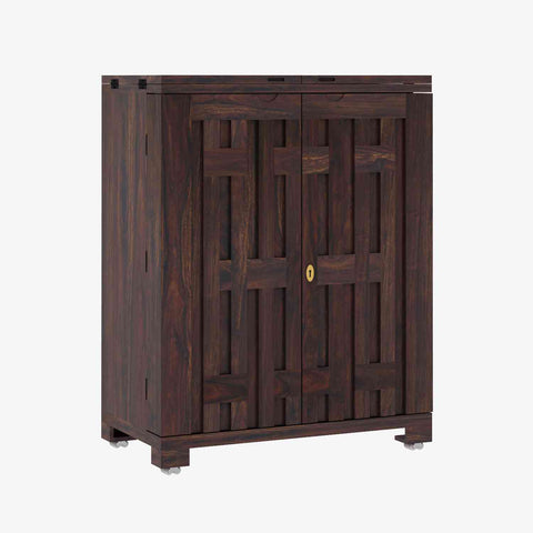 Due Solid Sheesham Wood Bar Cabinet (Walnut Finish)