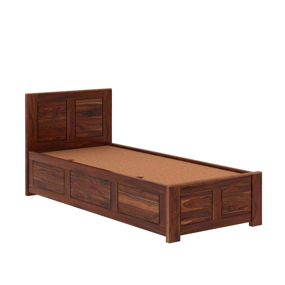 Woodwing Solid Sheesham Wood Single Bed With Box Storage (Natural Finish)