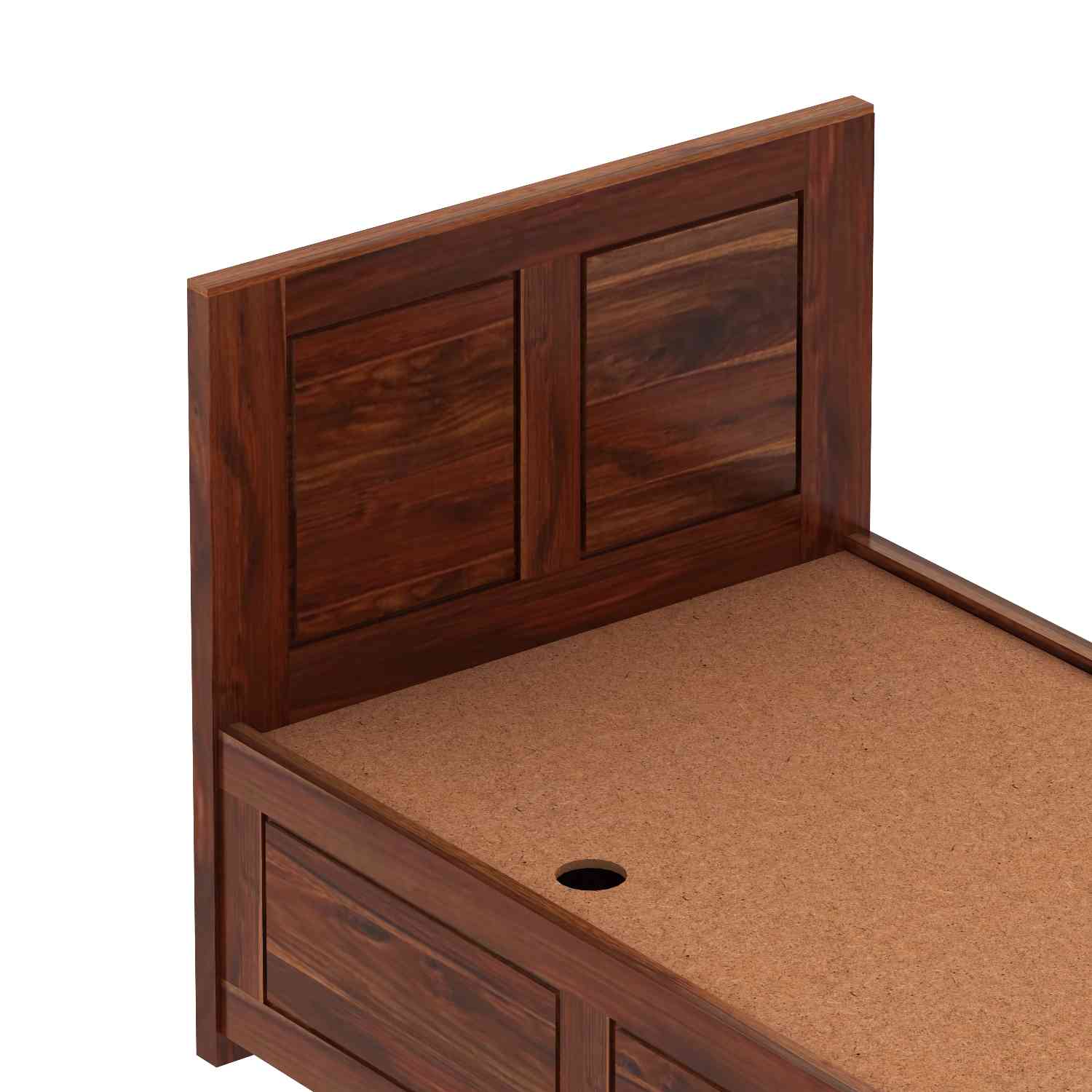 Woodwing Solid Sheesham Wood Single Bed With Box Storage (Natural Finish)