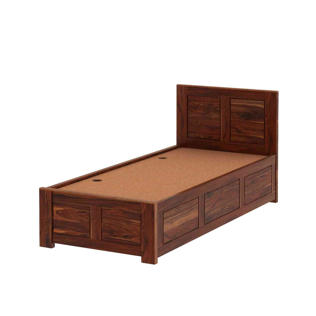 Woodwing Solid Sheesham Wood Single Bed With Box Storage (Natural Finish)