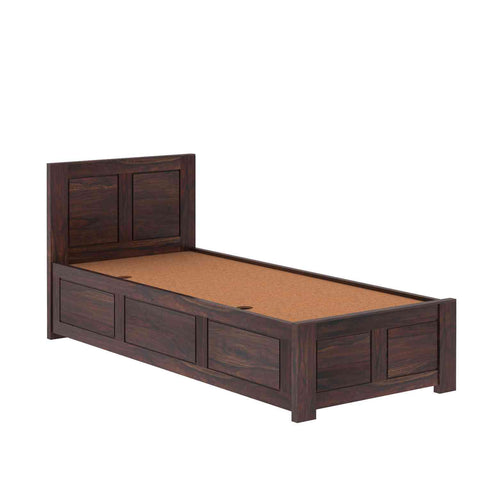 Woodwing Solid Sheesham Wood Single Bed With Box Storage (Walnut Finish)