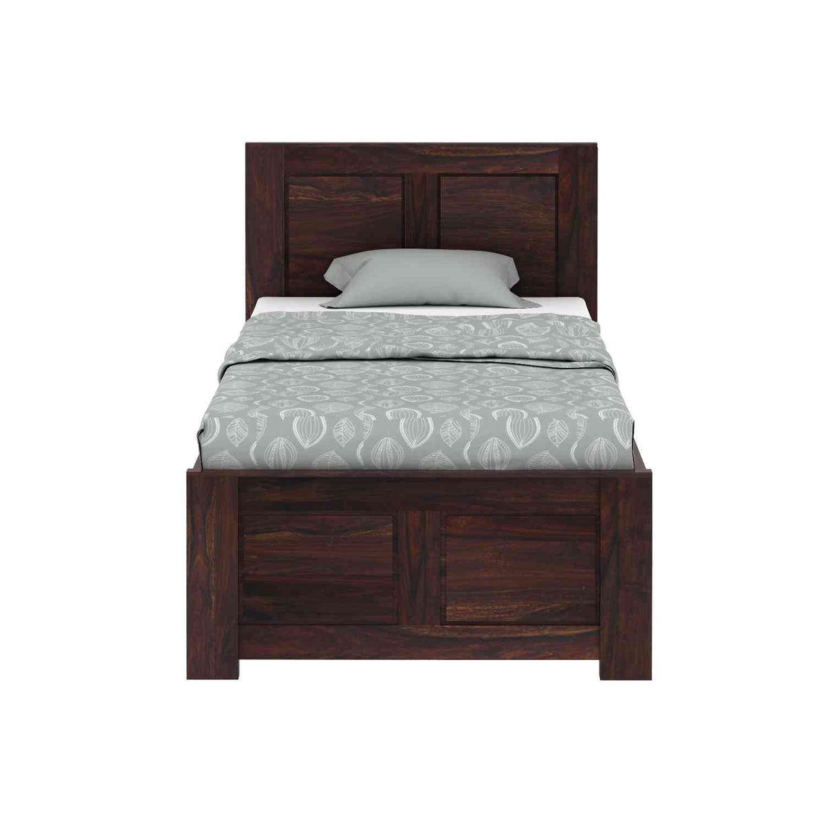 Woodwing Solid Sheesham Wood Single Bed With Box Storage (Walnut Finish)