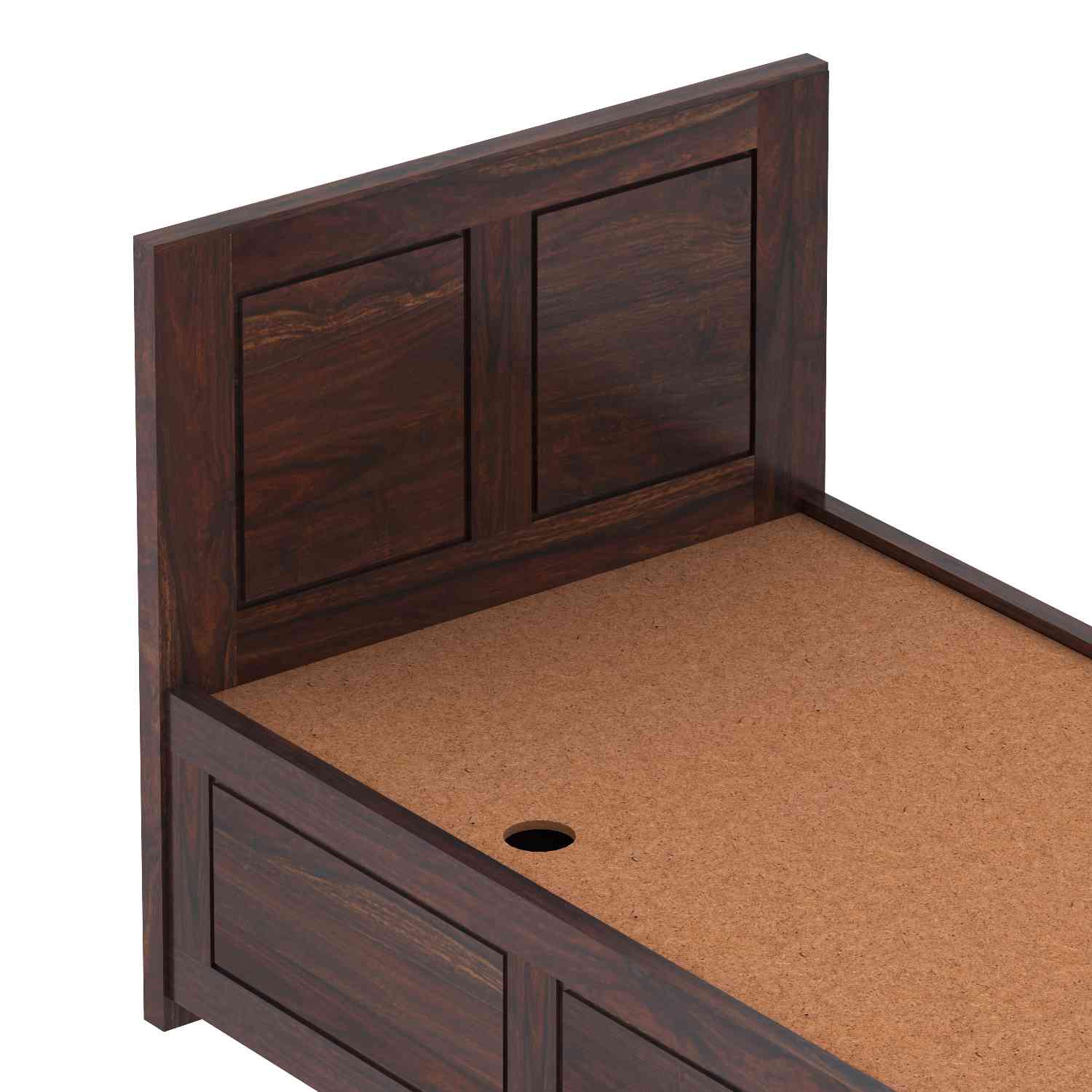 Woodwing Solid Sheesham Wood Single Bed With Box Storage (Walnut Finish)