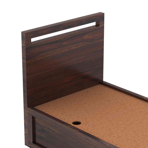 Livinn Solid Sheesham Wood Single Bed With Box Storage (Walnut Finish)