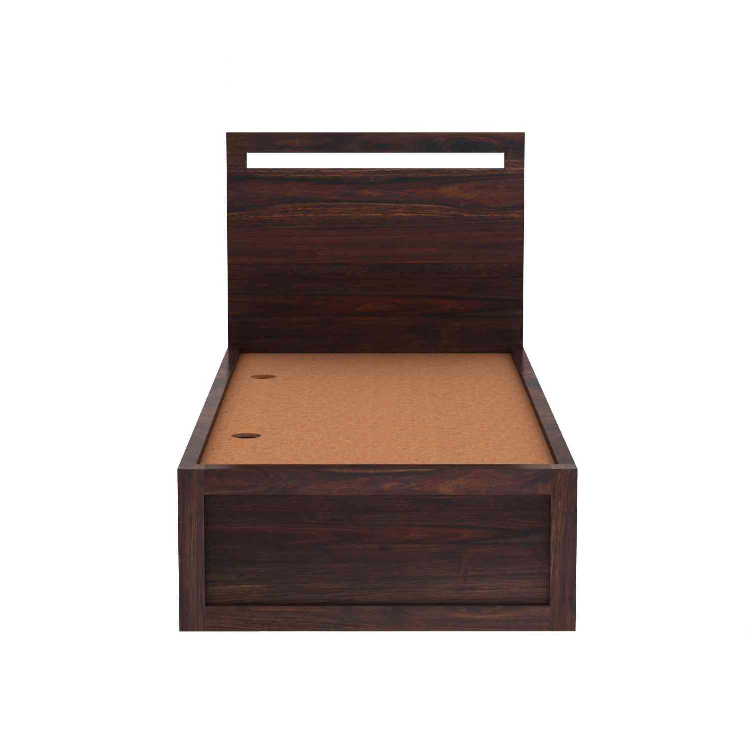 Livinn Solid Sheesham Wood Single Bed With Box Storage (Walnut Finish)