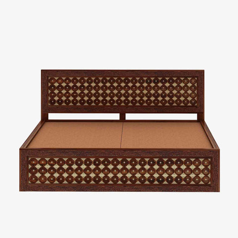 Maharana Solid Sheesham Wood Bed With Box And Drawer Storage (Queen Size, Natural Finish)