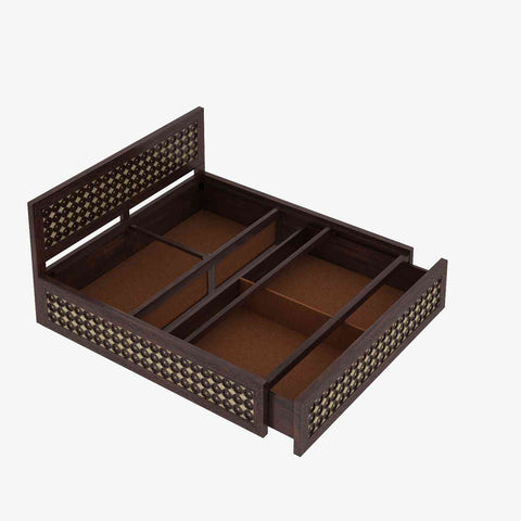Maharana Solid Sheesham Wood Bed With Box And Drawer Storage (Queen Size, Walnut Finish)