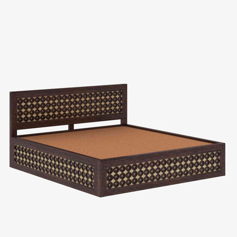 Maharana Solid Sheesham Wood Bed With Box And Drawer Storage (Queen Size, Walnut Finish)