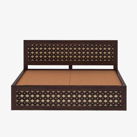 Maharana Solid Sheesham Wood Bed With Box And Drawer Storage (Queen Size, Walnut Finish)