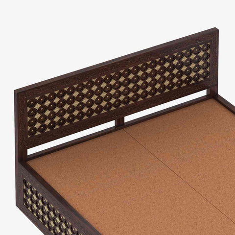 Maharana Solid Sheesham Wood Bed With Box And Drawer Storage (King Size, Walnut Finish)