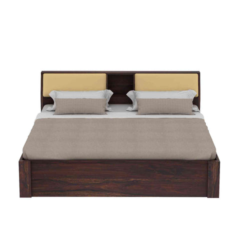 Rubikk Solid Sheesham Wood Hydraulic Bed With Box Storage (King Size, Walnut Finish)