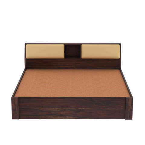 Rubikk Solid Sheesham Wood Hydraulic Bed With Box Storage (Queen Size, Walnut Finish)