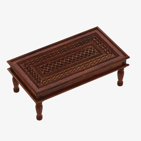 Maharana Solid Sheesham Wood Coffee Table (Design 2, Natural Finish)