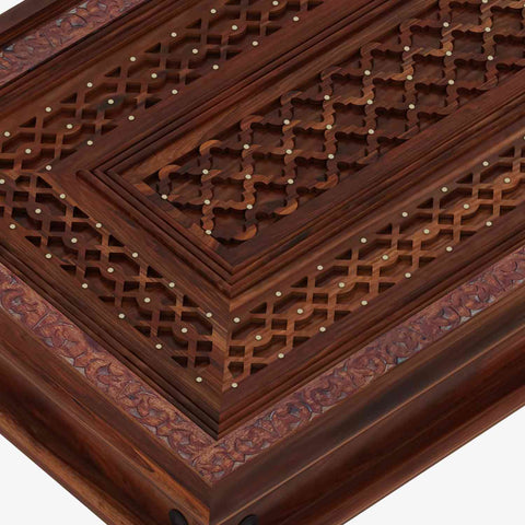 Maharana Solid Sheesham Wood Coffee Table (Design 2, Natural Finish)