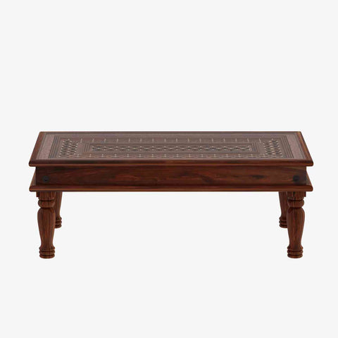 Maharana Solid Sheesham Wood Coffee Table (Design 2, Natural Finish)