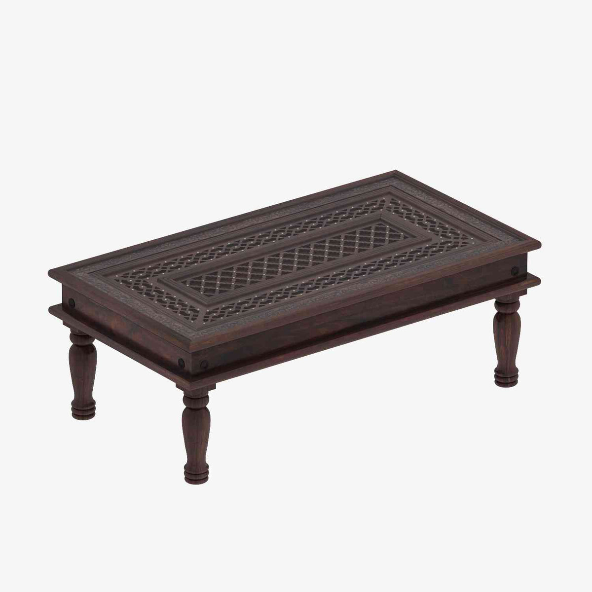 Maharana Solid Sheesham Wood Coffee Table (Design 2, Walnut Finish)
