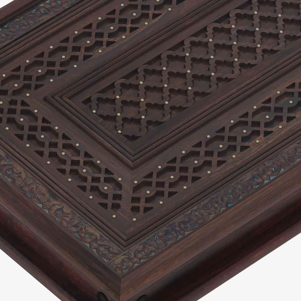 Maharana Solid Sheesham Wood Coffee Table (Design 2, Walnut Finish)