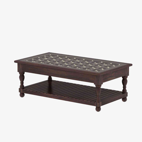 Maharana Solid Sheesham Wood Coffee Table (Design 3, Walnut Finish)