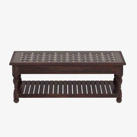 Maharana Solid Sheesham Wood Coffee Table (Design 3, Walnut Finish)
