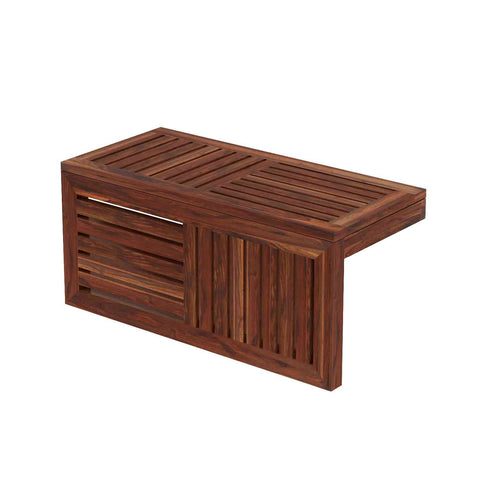 Essen Solid Sheesham Wood Coffee Table With 2 Stools (Natural Finish)