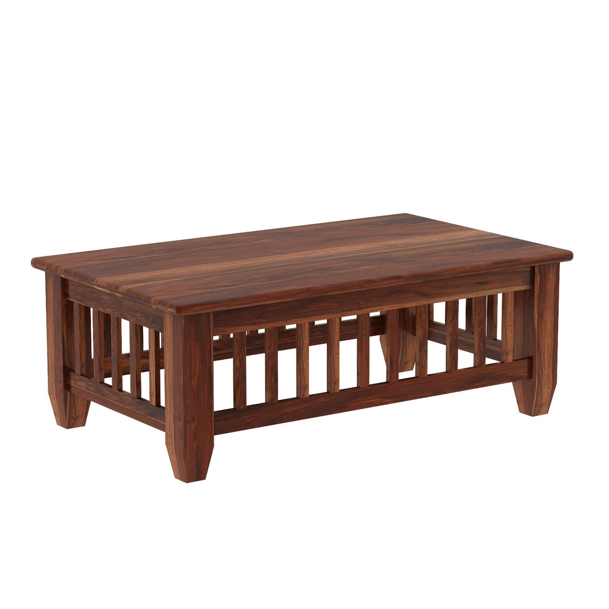Trinity Solid Sheesham Wood 5 Seater Sofa Set With Coffee Table (3+1+1, Natural Finish)