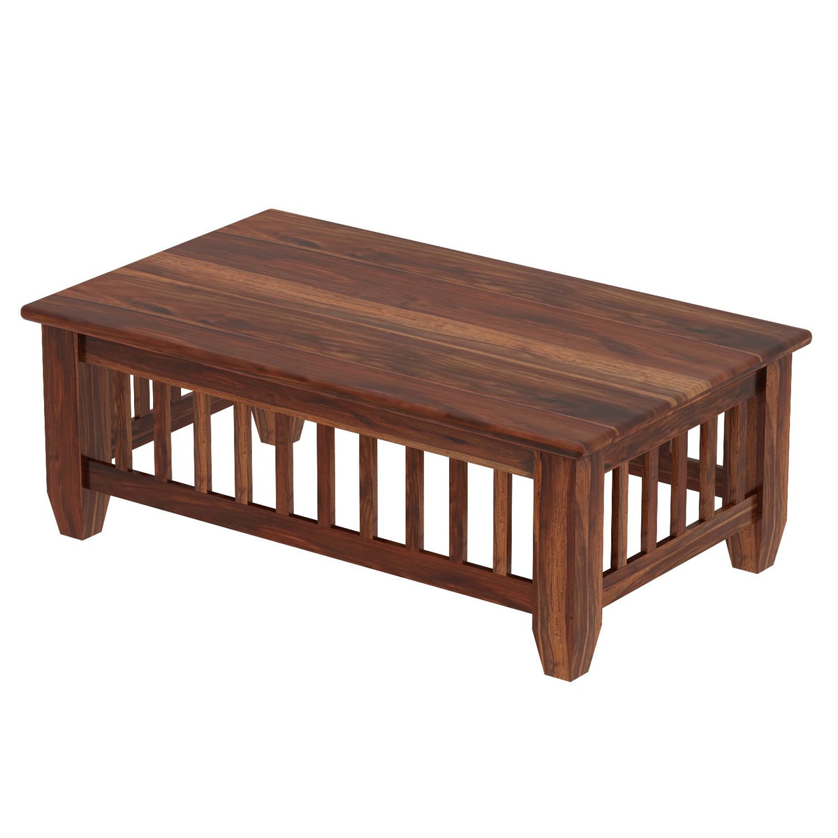 Trinity Solid Sheesham Wood 5 Seater Sofa Set With Coffee Table (3+1+1, Natural Finish)
