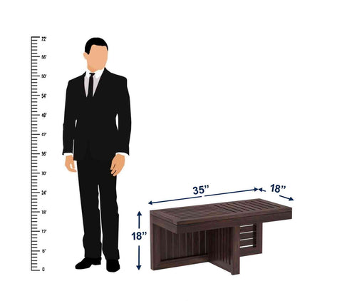 Essen Solid Sheesham Wood Coffee Table With 2 Stools (Walnut Finish)