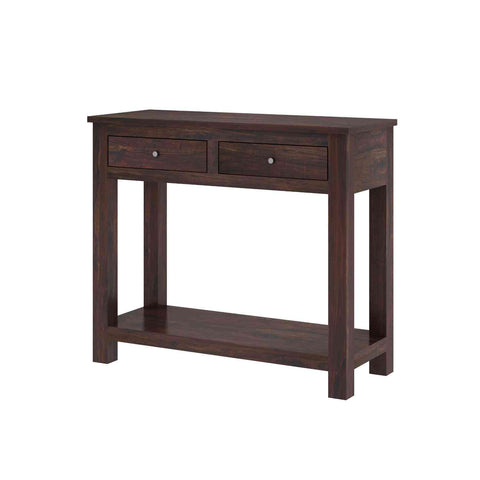 Woodwing Solid Sheesham Wood Console Table (2D, Walnut Finish)