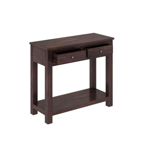Woodwing Solid Sheesham Wood Console Table (2D, Walnut Finish)