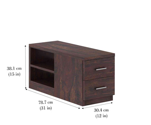 Feelinn Solid Sheesham Wood 3 Seater L Shape Sofa With Storage (Walnut Finish)