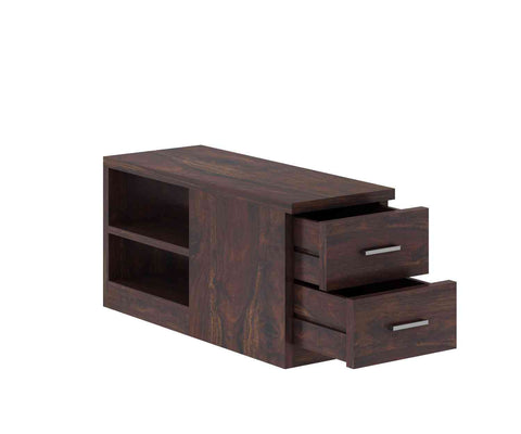 Feelinn Solid Sheesham Wood 3 Seater L Shape Sofa With Storage (Walnut Finish)