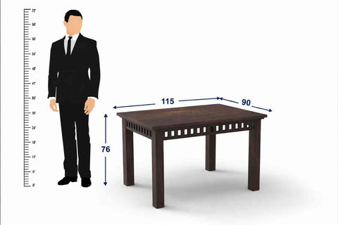 Rubikk Solid Sheesham Wood 4 Seater Dining Set (With Cushion, Walnut Finish)