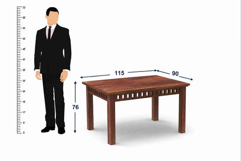 Rubikk Solid Sheesham Wood 4 Seater Dining Set (With Cushion, Natural Finish)