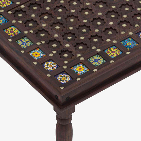 Maharana Solid Sheesham Wood 6 Seater Dining Set (Design 3, Walnut Finish)