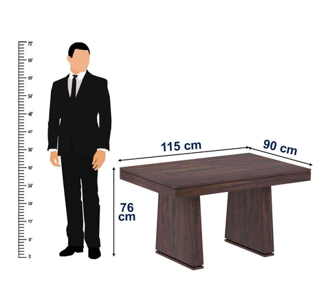 Lumin Solid Sheesham Wood 4 Seater Dining Set (With Cushion, Walnut Finish)