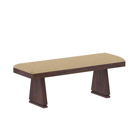 Lumin Solid Sheesham Wood 6 Seater Dining Set With Bench (With Cushion, Walnut Finish)
