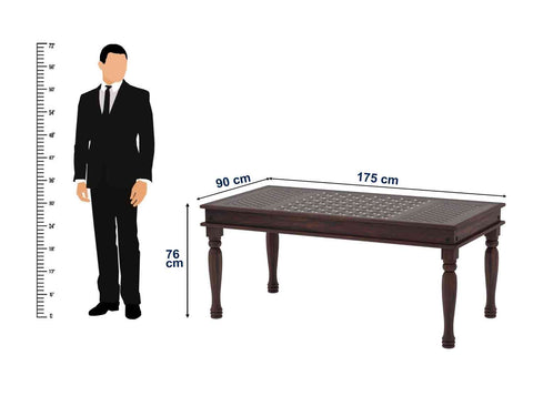 Maharana Solid Sheesham Wood 6 Seater Dining Set (Design 2, Walnut Finish)