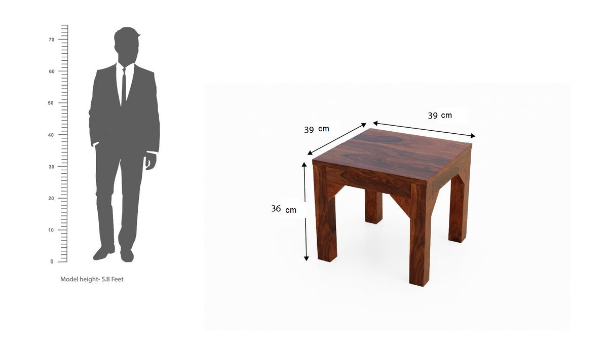 Mobell Solid Sheesham Wood Coffee Table Set With Four Stools (Four Legs, Natural Finish)