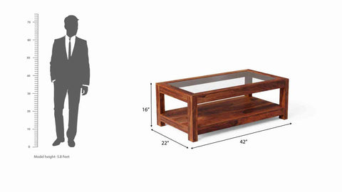 Livinn Solid Sheesham Wood Coffee Table (Natural Finish)