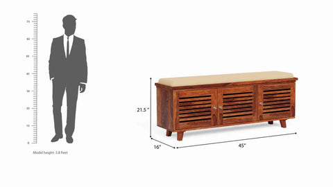 Feelinn Solid Sheesham Wood Shoe Rack (Natural Finish)