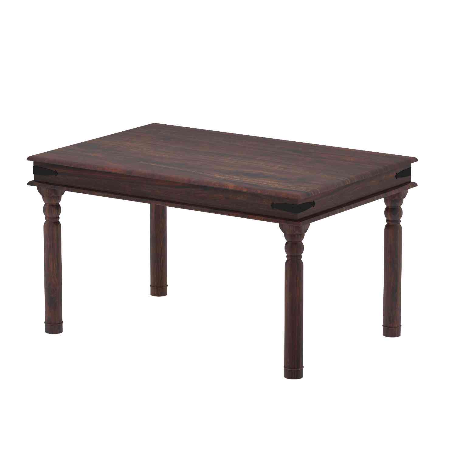 Ajmer Solid Sheesham Wood 5 Seater Dining Set With Bench (With Cushion, Walnut Finish)