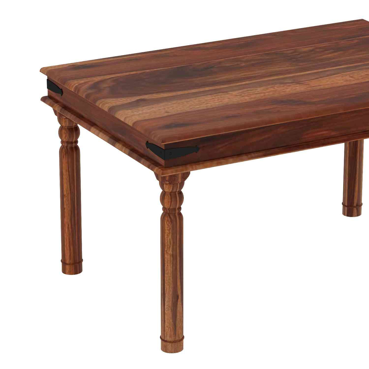 Ajmer Solid Sheesham Wood 5 Seater Dining Table With 3 Chairs And 1 Bench (With Cushion, Natural Finish)