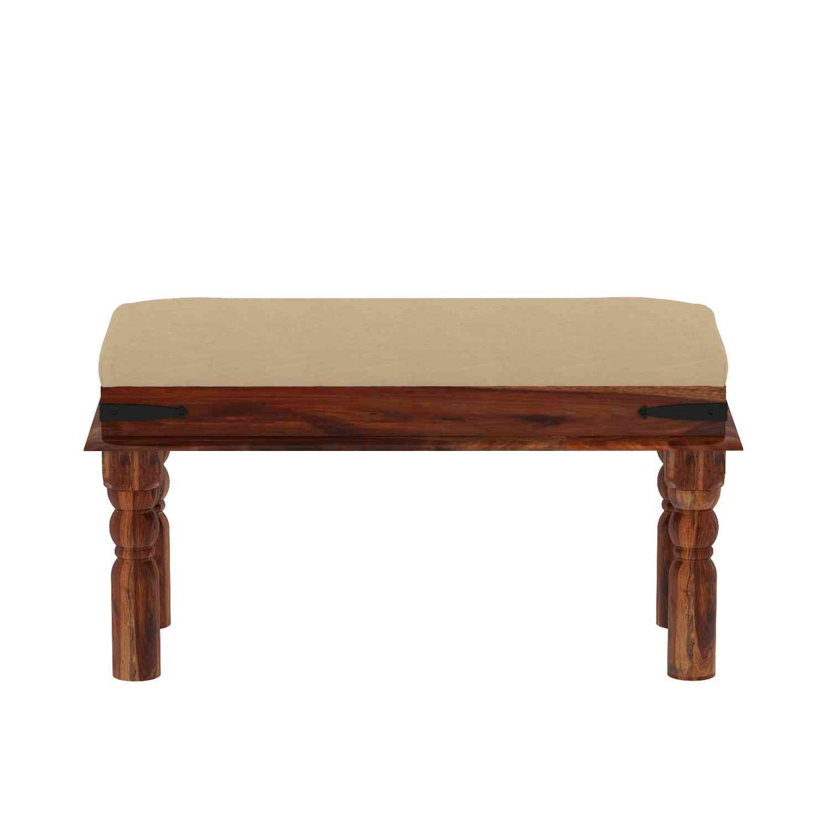 Ajmer Solid Sheesham Wood 5 Seater Dining Table With 3 Chairs And 1 Bench (With Cushion, Natural Finish)