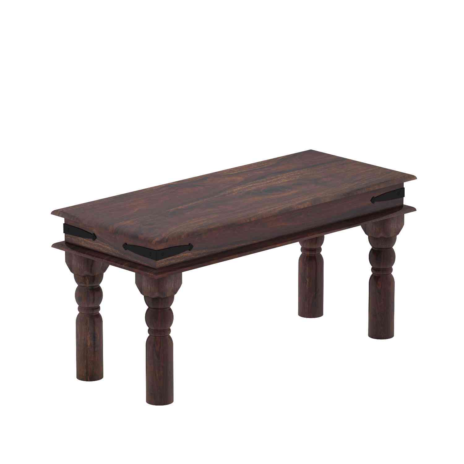 Ajmer Solid Sheesham Wood 4 Seater Dining Set With Bench (Without Cushion, Walnut Finish)
