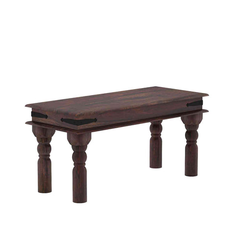 Ajmer Solid Sheesham Wood 4 Seater Dining Set With Bench (Without Cushion, Walnut Finish)