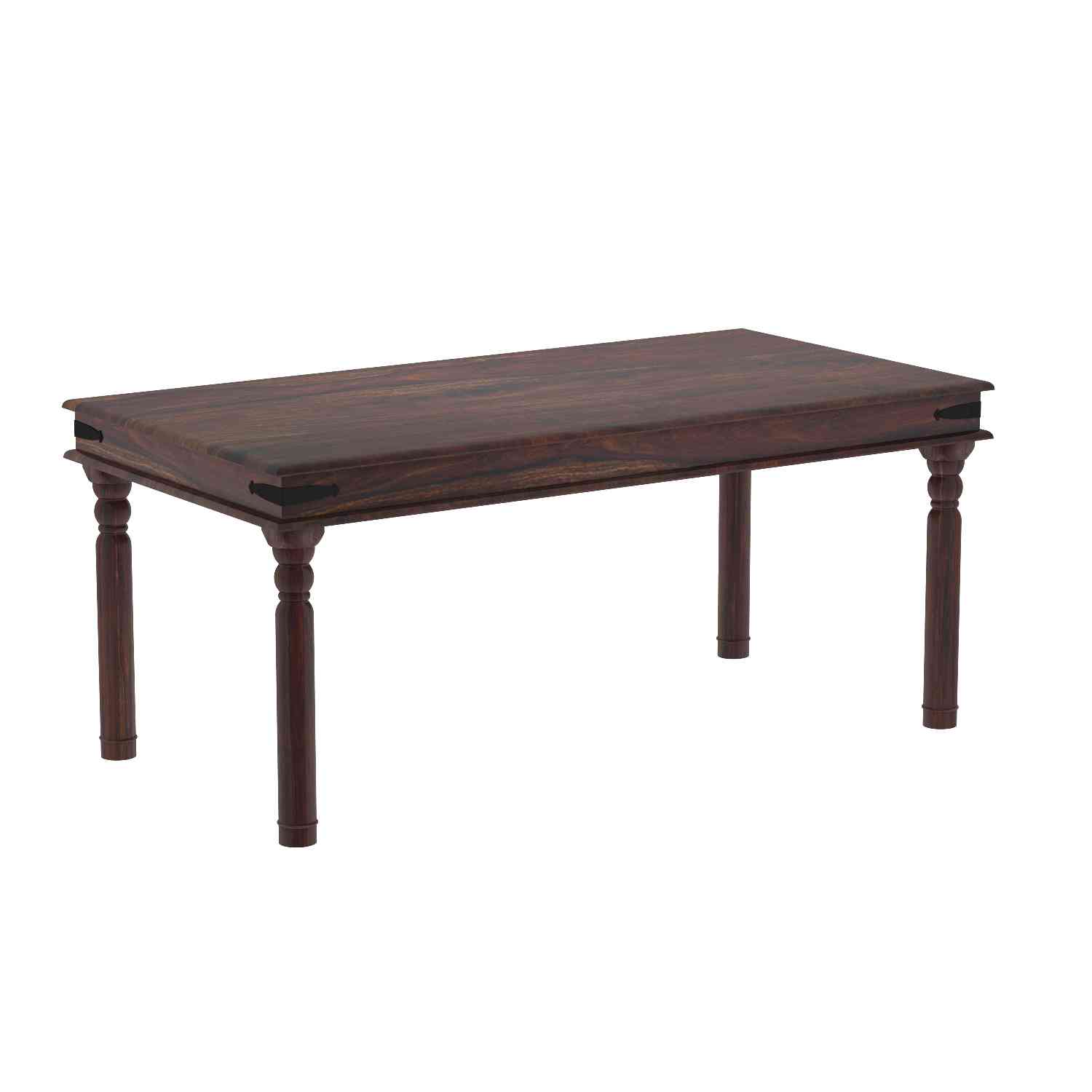 Ajmer Solid Sheesham Wood 6 Seater Dining Set With Bench (With Cushion, Walnut Finish)