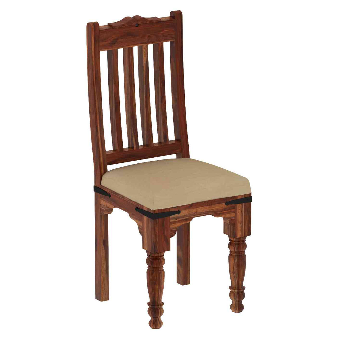 Ajmer Solid Sheesham Wood 5 Seater Dining Table With 3 Chairs And 1 Bench (With Cushion, Natural Finish)