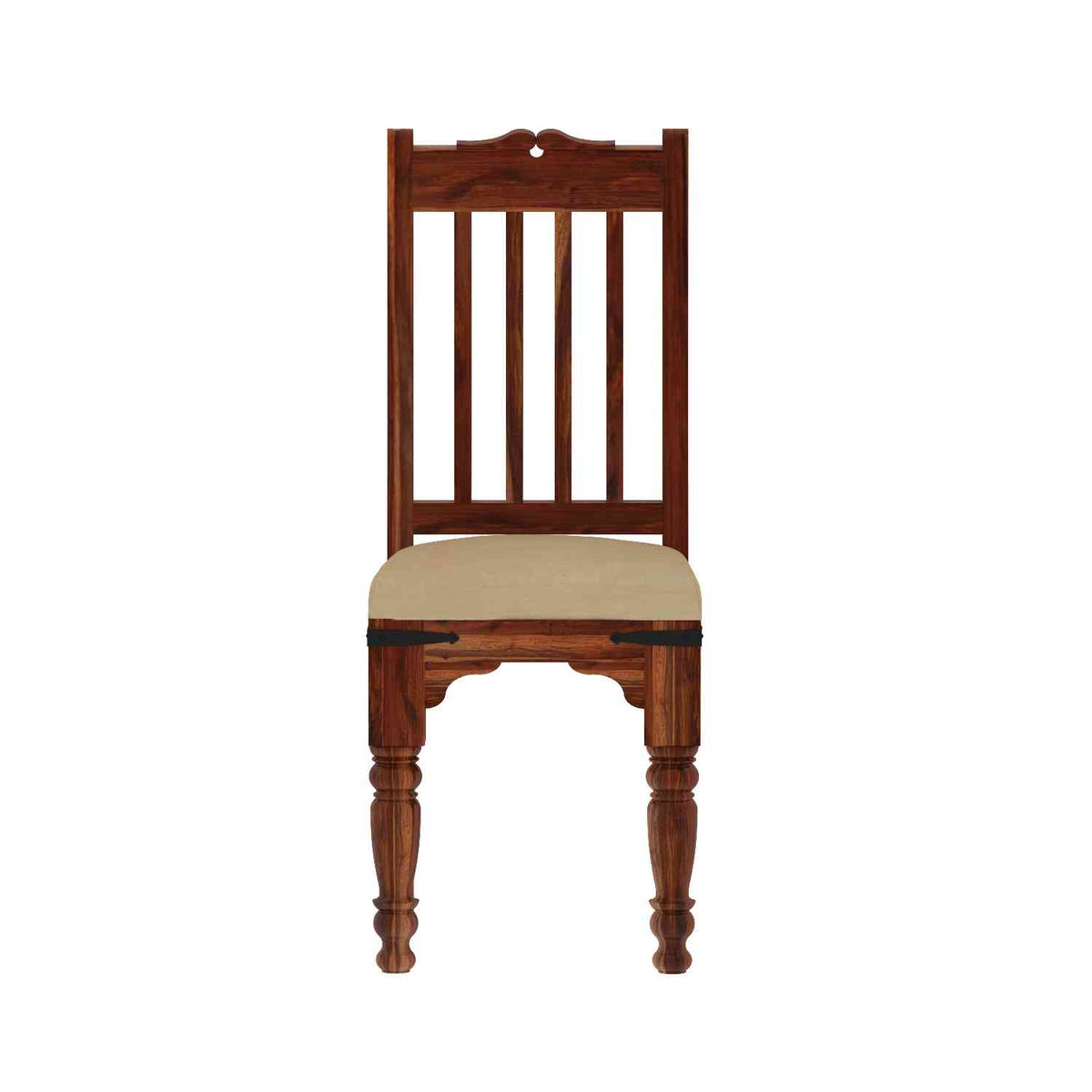 Ajmer Solid Sheesham Wood 5 Seater Dining Table With 3 Chairs And 1 Bench (With Cushion, Natural Finish)