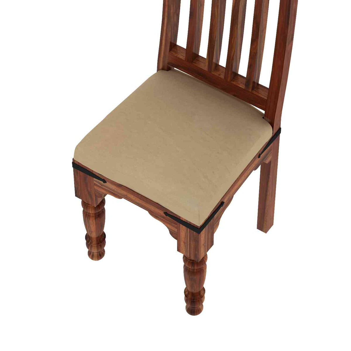 Ajmer Solid Sheesham Wood 5 Seater Dining Table With 3 Chairs And 1 Bench (With Cushion, Natural Finish)